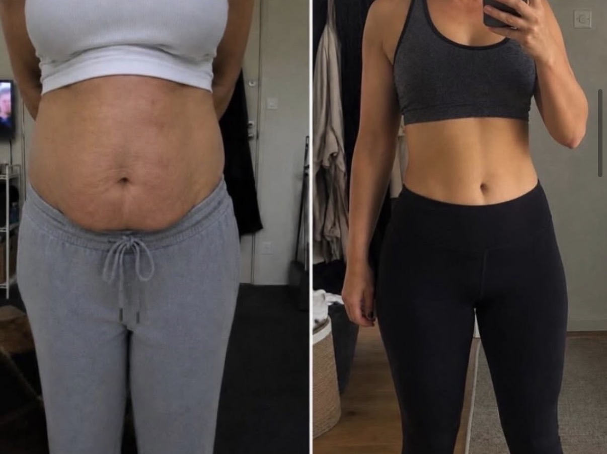 Voor-en-na transformatie door personal training bij Loretta fitlife